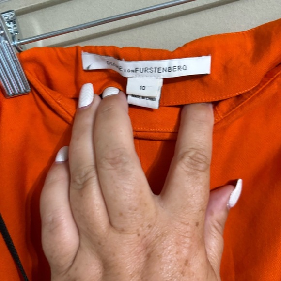 Diane Von Furstenberg Sz 10 Orange Belted Delion Skirt - Picture 4 of 7
